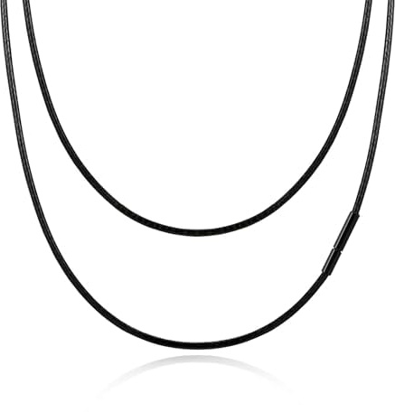 VNOX Leder Halskette Herren Damen 2 3MM Lederkette Edelstahl Verschluss | Lederkette Lederhalsband Männer Ideal für DIY Anhänger Sowie Schwimmen, Surfen, Tauchen und Badenfür (Braun/Schwarz)