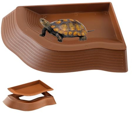 QINGYIWL Schildkröten Wasserschale, Kleine Reptilien Badebecken mit Rampe, Schildkröten Terrarium Zubehör, für Kleine Schildkröten, Geckos und Andere Kleine Reptilien