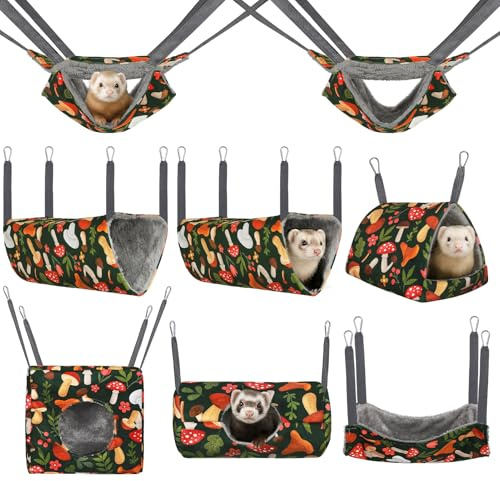 Hedgeink Ferret Hammock 8 Pack Guinea Pig Hammock Washable Rat Chinchilla Hammock Hamster Cage Accessories Cozy Ferret Bed Toys for Small Animals Pet Sugar Glider