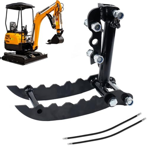 GJBMXSM Hydraulische Daumenklemme Aus Manganstahl Für Minibagger, Einloch-/Dreiloch-Anbaugerät Für Kleine Bagger, Metallgreifer Mit 2 Hydraulikschläuchen,Threeholethumbclip