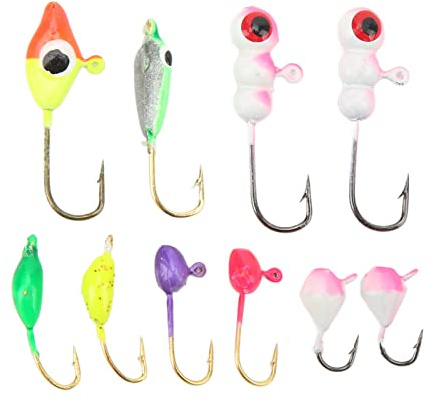 Juego de Plantillas de Pesca en Hielo con Cabezal metálico de Color, Equipo de Pesca en Hielo de Acero con Alto Contenido de Carbono para Exteriores