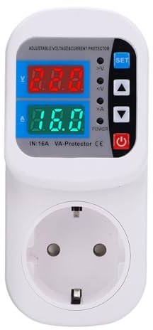 Walfront Protecteur de Tension Réglable, Protection Contre Les Surtensions, Sortie pour Réfrigérateur, Relais Magnétique 16A 80-300V AC, Adaptateur de Prise de Multiprise