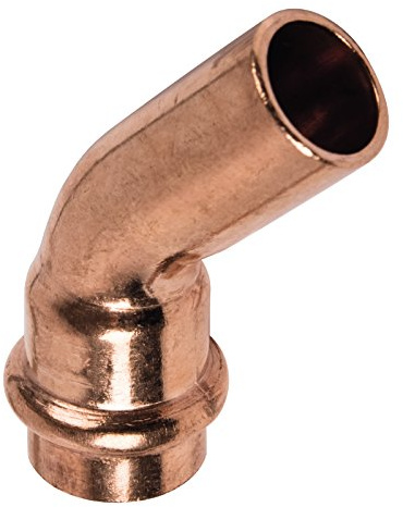 Sanitop-Wingenroth CU-Pressfitting Kupfer-Bogen 45 Grad 5040, 1 Stück, rot/gold, 12743 1