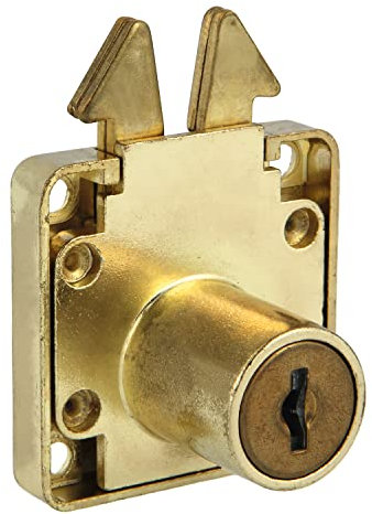 Amig - Serratura per porte scorrevoli di mobili e piccoli armadi Mod.2A + 2 chiavi Mod.371 - per mobili di casa o ufficio - in acciaio ottonato - Sicuro e facile da installare