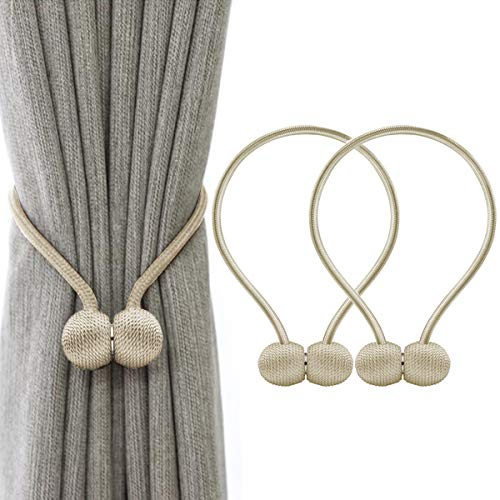 IHClink Magnetische Raffhalter zum Anklemmen von für Vorhänge, Krawatte Band Zuhause Büro Dekorative Vorhänge Weben Holdbacks Halter 2 Stück beige (EU patent 004522746-0001)