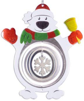 CIM Edelstahl-Dekoration - Windspiel EISBÄR 180 - Winterdekoration für In- und Outdoor - Abmessung: 18cm x 15cm - inkl. Haken mit Wirbelkarabiner und Clip - Weihnachten