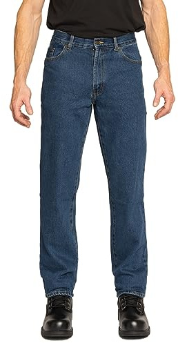 FULL BLUE 5 Pocket Denim Jeans, Regular Fit, Straight Legs, Sits at Waist, Medium Wash, 50x30