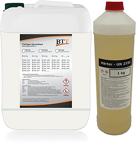BTT-BI Epoxidharz Bodenbeschichtung RAL 9016 für 5m² Innen Fliesenlack Betonfarbe Industrieboden Garagenfarbe Kellerfarbe Wohnraum Gießharz Epoxy