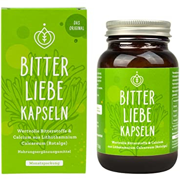 BitterLiebe® Bitterstoffe Kapseln 90 Stk. - Bitterkräuter, Mariendistel, Löwenzahn, Artischocke hochdosiert - Bitter tropfen in Kapselform - Rezeptur nach Hildegard von Bingen