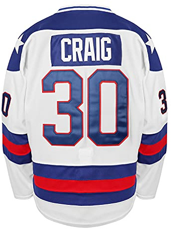 1980 Olympic Team USA Hockey 17 Jack O'Callahan 21 Mike Eruzione 30 Jim Craig Miracle On Ice USA Hockey Jersey de hockey - Blanco - XX-Large
