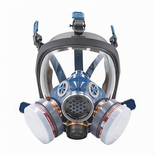 UOPASD Full Face Respirator Mask,Gas Mask Protect Against Harmful Gas,Dust,Chemicals, Safety Mask with Active Carbon Filter