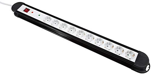 MC Power - Steckdosenleiste Mehrfachsteckdose Multi | KL-10 | 10-Fach, Mehrfachsteck Überspannungsschutz + Schalter | Wandmontage möglich | 1,4m Zuleitung Schutzkontaktstecker