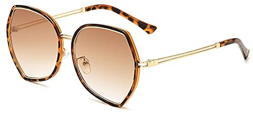 Sunglasses Modische Sonnenbrille Quadratische Sonnenbrille Frauen Trendy Leopard Sonnenbrille Unregelmäßige Rahmen Brill