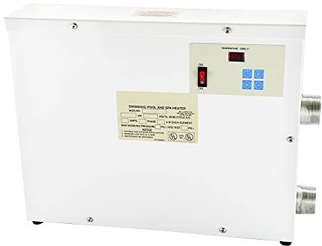 TGHY Calentadores de Piscina Eléctrica 15KW 11KW 9KW 5.5KW 220V Calentador de Agua SPA Digital con Control de Temperatura Ajustable Calentador para Piscina y Bañeras de Agua Caliente,15kW