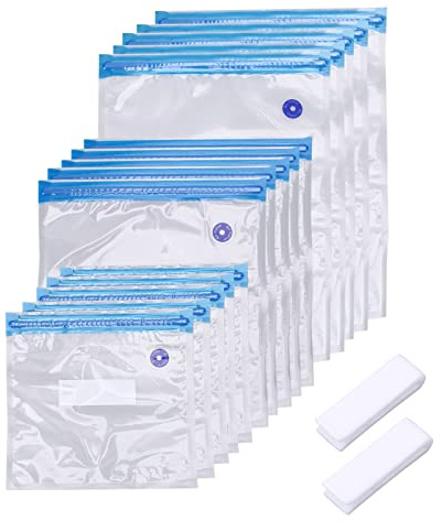 Sac de rangement alimentaire réutilisable sous vide – Sacs refermables sans BPA à fermeture éclair avec valve d'air, sacs alimentaires portables et étanches, sacs de congélation