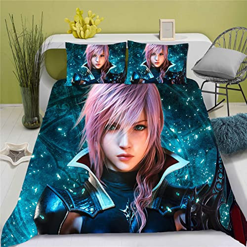 SMNVCKJ Bettwäsche Anime Final Fantasy Bettbezug-Set, Hautfreundliche, Haltbare Mikrofaser, Geeignet Für Kinder Jungenbettwäschesets (1,140 * 210)