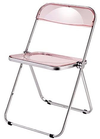 BIHOME Moderner Acryl -Make -up -Stuhl mit Silberrahmen, klarer Klappstuhl mit Rückenlehne, Stabiler Essstuhl für Outdoor Kitchen Cafe Barhocker