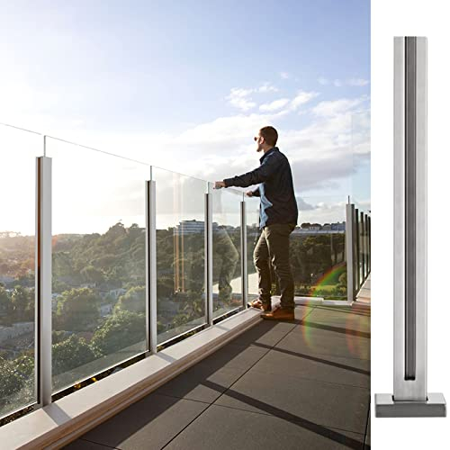 LXLZYXSF Poteau Garde Corps Verre Pince 65/75/85/95/105 cm De Hauteur Poteau De Rampe en Verre avec La Fente De Broche, Acier Inoxydable Patio Poteau De Garde-Corps, Montage Au Sol