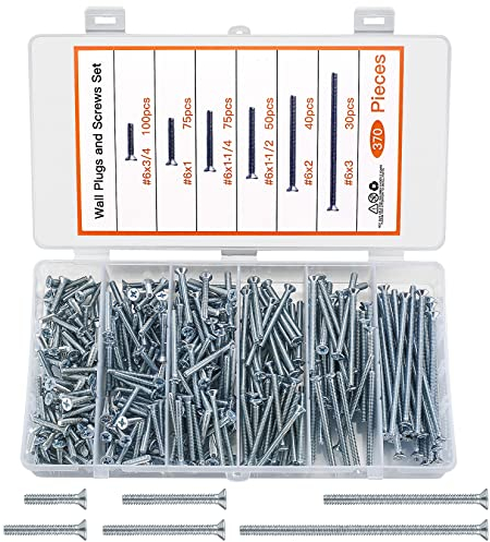 370 Stück M6.3 Geräteschrauben für Schalterdosen, Flachkopf Kreuzkopf Schrauben, Dosenschrauben, Senkkopfschrauben Innensechskant Schrauben Befestigungselemente