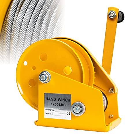 Seilwinde Hand Handseilwinde mit Automatisch Bremse, Profi Seilwinde Hand Forst für Pickup Trucks Anhänger, Stabil und Langlebig(Color:1200lb,Size:20m)