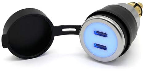 Cliff Top DIN USB Ladegerät 28W PD USB-C und QC 3.0 USB Stecker Adapter für DIN Buchse, kompatibel mit BMW Ducati Triumph Motorräder