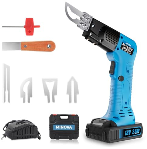 MINOVA Styrocutter Heißes Messer Kabelloser Luftgekühlter Professioneller Elektrischer Heißschneider Stoffschneidwerkzeug-Set Schaumstoff-, Seil- & Stoffschneider (2.0Ah 18V)
