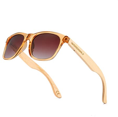 WOODONLY Mode Holz Polarisierte Sonnenbrille - Retro Stil Rechteckig Shades für Damen und Herren Perfekte Geschenke