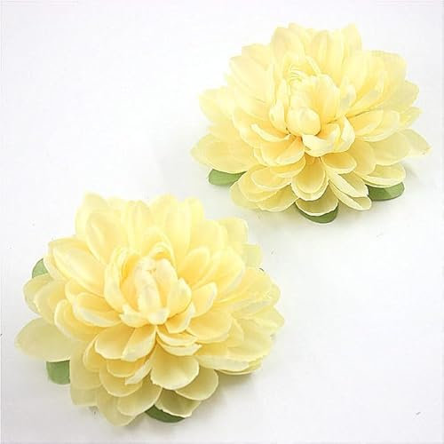 ZEYRU Imitation Dahlie Pfingstrose Lotus handgefertigte Materialien DIY Kleidung Blumenarrangement Wohnzimmer Hochzeit Dekoration Wandblume-gelb, 10 Stück