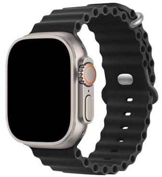 HdanMole Ocean Klockarmband i silikon som är kompatibel med Apple Watch Ultra på 49 mm, 45 mm, 44 mm, 42 mm, 41 mm, 40 mm och 38 mm, mjukt sportband för iWatch Series Ultra 8, 7, 6, 5 och 4 SE,