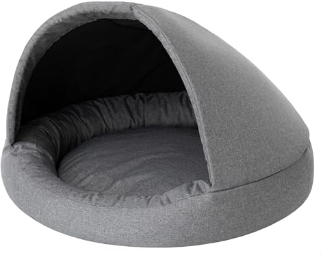 PillowPrim 2 in 1 Hundebett und Hundehaus, Stoffhaus, Katzenhöhle, Hundehütte, Hundekorb, Hundeliege, Schlafplätze, Möbel für Tiere, Graphit, XL: 100x100x62 cm