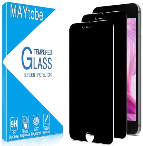 MAYtobe 2 Stück Panzer Sichtschutz Glas für iPhone SE 2020/6/6s/7/8 Folie | Volle Abdeckung Displayschutzfolie, Anti Spy, 9H Härte, Anti-Kratzen, Privacy Screen Protector