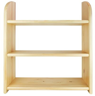woplus Holz Regal Wandregal Bücherbord Bücherregal Kiefer Farblos Lakiert massiv (3 Etage 60cm)