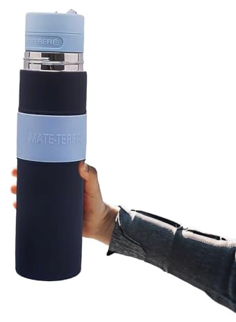 BOMBIYA – Termo mate listo – Mate Argentino 500ml – Termo agua caliente ideal para tu yerba mate – Ideal para viajes, auto o la playa – Kit Mate todo en uno - Color negro