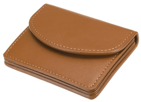 QUARKZMAN PU Leder Visiten Karten Etui Visitenkarten Etui Geldbörse mit Magnetverschluss Tasche Etui für Damen Kredit Ausweis Karte Braun