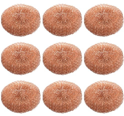 10 Pack Copper Scourer Pads, Heavy Duty Spiral Scourer, Long Lasting Copper Scourers for Home Kitchen Cleaning Dirt, Grease & Grime, Pan Pots Scourer