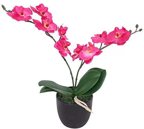 qohoio Orchidea Artificiale con Vaso 30 cm Rossa,Fiori Artificiali,Orchidea Artificiale,Orchidea Artificiale Realistica-244421