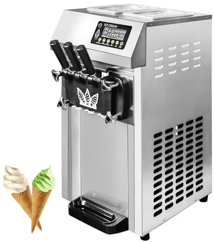 Furvveerr Macchina per Gelato da Tavolo A126 Macchina Del Gelato,1255W,18-20 L/H,Macchine per Yogurt Gelati e Gelati,Commerciale/Familiare,Con Pre-raffreddamento Gelatiera da Banco da Soft