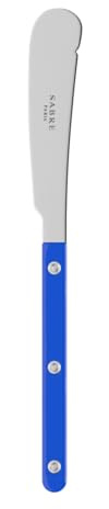 SABRE PARIS - Buttermesser 20cm - Bistrot - Rundes Messer Für Butter, Honig, Marmelade - Edelstahl & Nylon - Spülmaschinenfest - Lapisblau