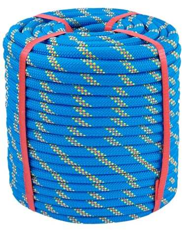 Chmentnanza Arborist Rigging Rope 1/2 Inch x 150 Ft, Heavy Duty Bull Rope for Tree Pulling, Felling & Climbing - High Strength Polyester Static Line, Blue