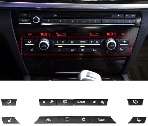 TTCR-II 12PCS Compatibles avec BMW Bouton Commutation Chauffage Série 5/6/7 F01 F02 F03 F04 F06 F07 F10 F11 F12 F13, 61319313923 Couvercle Bouton Commutation A/C Climatisation Console Centrale