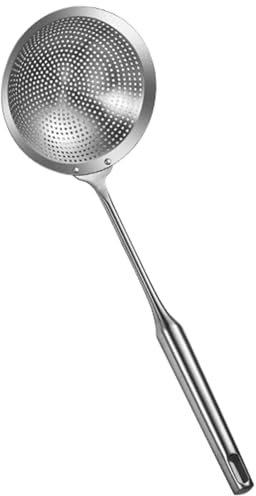 Cuchara de cocina con práctico agujero para sopas, espumadera que ahorra espacio, de acero inoxidable