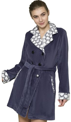 Pigiamiamoci Vestaglia Donna Invernale in Pile Coral Calda Morbida Cappuccio Zip Bottoni Natalizia - idea regalo