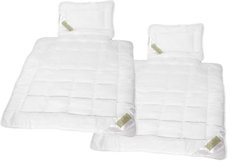 Julido 2er Set, Baby Bettdecke und Kissen Set 100x135 cm+40x60 cm – Kinderbettdecke 550g & Kinderkissen 150g, Mikrofaser Weiß, 90° Maschinenwaschbar, Oeko-Tex Zertifiziert, Atmungsaktiv & Pflegeleicht
