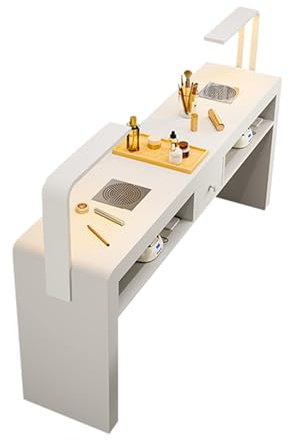 CHFANGHEJUFU Tavolo per Manicure, Scrivania per Unghie per Onicotecnici，Stazione Moderna per Tavolo per Unghie da Salone di Bellezza con Cassetti E Luci A LED，Tavolo Professionale per Nail Art