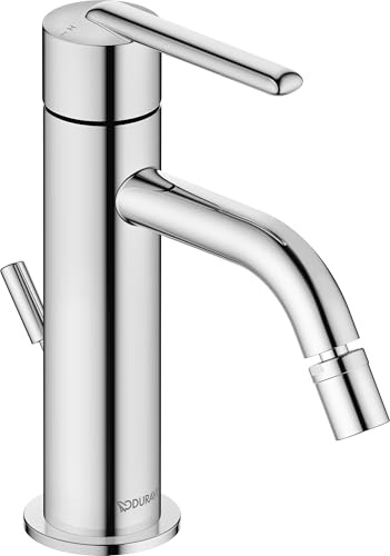 Duravit Balcoon Einhebel-Bidetmischer (Auslauf Höhe 119 mm), Bidetmischer mit Zugstangen-Ablaufgarnitur, Chrom