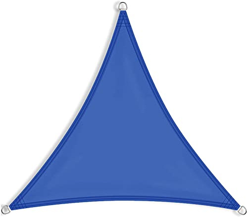Voile d'ombrage triangulaire 4 x 4 m, bleu marine, avec revêtement PU, anti-poussière et coupe-vent, pour jardin, plage, terrasse, kit de fixation pour corde inclus, pour activités de plein air et c