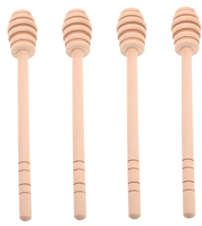 IMIKEYA 4pcs Handmade Honey Stirrer Long Wooden Honey Mixing Sticks Server Spoon for Kitchen Dipper Sticks