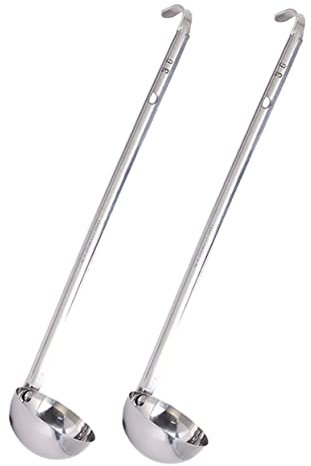 VINTORKY Lot De Louches à Sauce Soupe En Acier Inoxydable 10 Ml Poignée Longue Crochet Ustensile De Service Robuste Pour Restaurants La Cuisine Maison Ensemble 2 Pièces