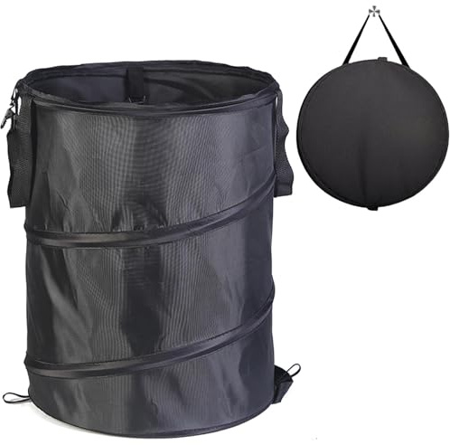 Pop-Up Gartenabfallsack Laubsack, Oxford Gartensack Camping Abfallbeutel mit Griffen für Abfall, Garten Müll,Spielzeug,zusammenklappbar,robust selbstaufstellend,faltbar, wiederverwendbar (schwarz-90L)
