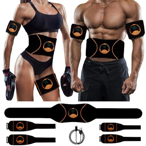 sielife ABS Trainer Muscle Stimulator, EMS Abdominal Toner Belt Men Arm Thigh Leg Exerciser for Women Fitness Training Gym Workout 5 Pcs